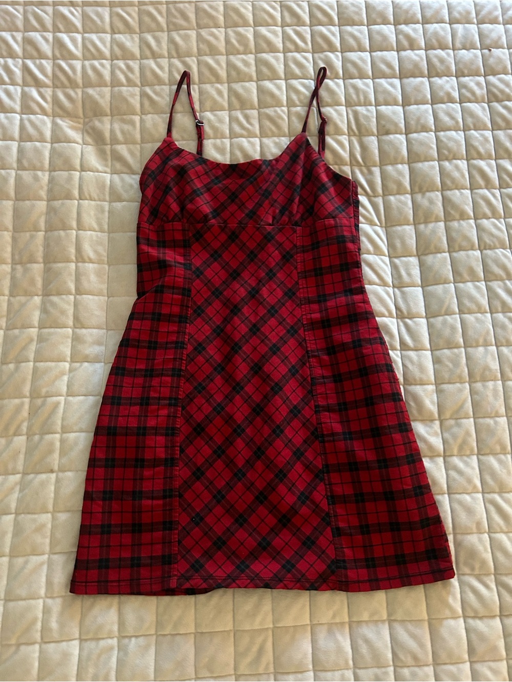 wild fable Red Plaid Spaghetti-Strap Mini Dress